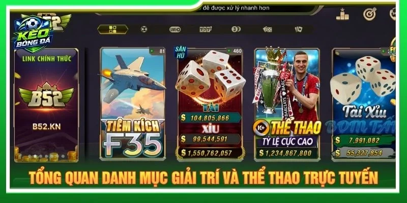 Tổng quan danh mục giải trí và thể thao trực tuyến