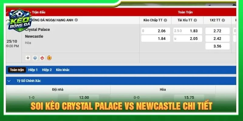 Soi kèo Crystal Palace vs Newcastle chi tiết