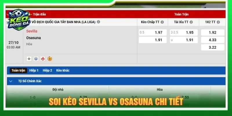 Soi kèo Sevilla vs Osasuna chi tiết